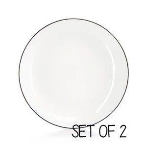 Hotel Collection Black Line SET Of 2 SALAD PLATES Bone China White Black NEW